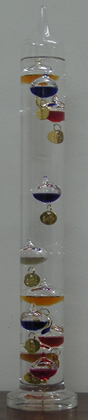 Galileo's Thermometer or Galilean Thermometer - work on the principle of buoyancy